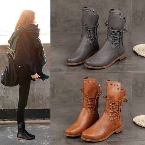 Autumn and winter new style womens boots round toe increase flat shoes black leather platform womens high boots large size 43