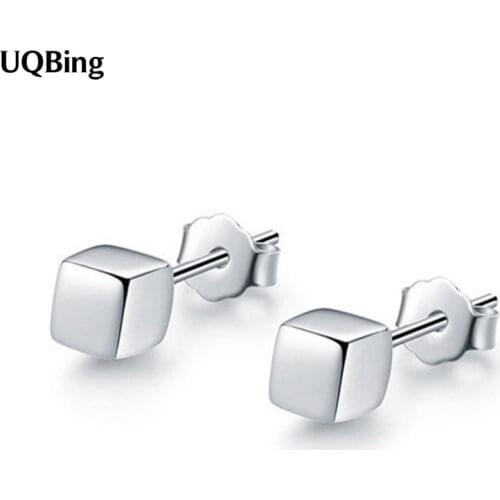 Fashion 925 Sterling Silver Tiny Square Stud Earrings Wholesale Jewelry