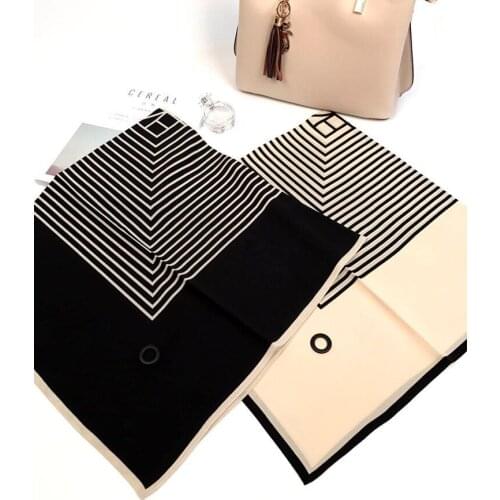 2019 new arrival spring autumn classic striped 100% pure silk scarf twill hand made roll 90*90 cm shawl wrap for women lady