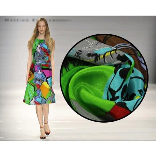 114cm color figure print silk crepe de chine fabric14mm summer silk print dress chinese fabrics wholesale silk cloth