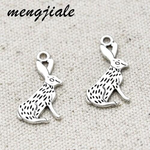 15pcs Metal Alloy Antique Silver Rabbit Charms Pendant For Jewelry Making DIY Handmade Craft