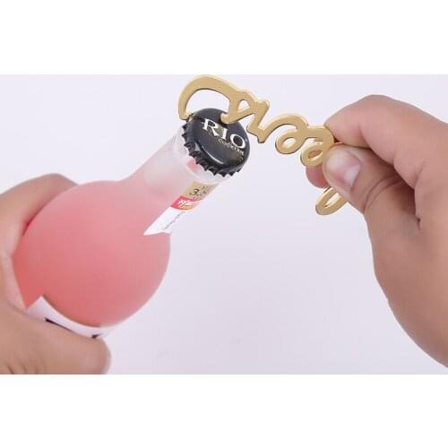 50pcs Gold "cheers" Beer Openers Golden "cheers" Bottle Opener Celebrated Wedding Anniversary Party Supplies+Free Shipping