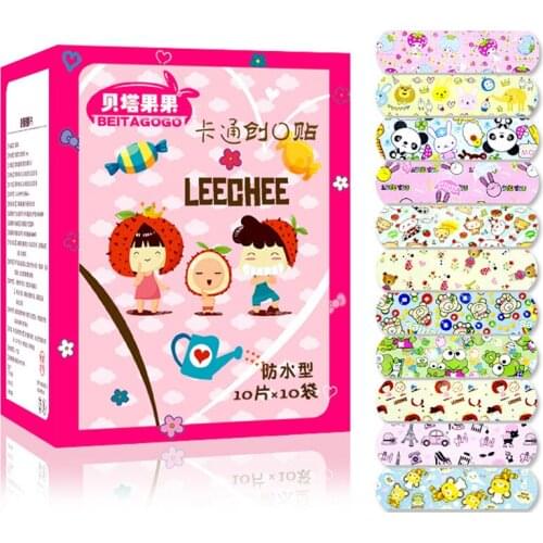 50Pcs Children Dreathable Waterproof Wound Patch Waterproof Bandage Cartoon Cute Band-Aid Hemostatic Adhesive Medical Band-aid