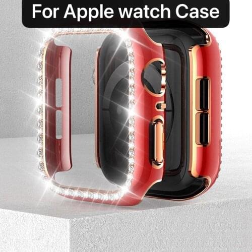 Diamond case for Apple watch 6 5 4 SE 44mm 40mm Replacement case for iwatch series 3 2 1 38mm 42mm edge protection shell
