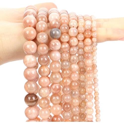 Sunstone Beads Natural Stone Beads Round Loose Spacer Bead For Jewelry Making DIY Bracelets Necklace Accessories 4/6/8/10/12MM
