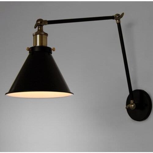 Casarton American modern simple industrial style living room bedroom bedside wall lamp wrought iron long pole folding wall lamp