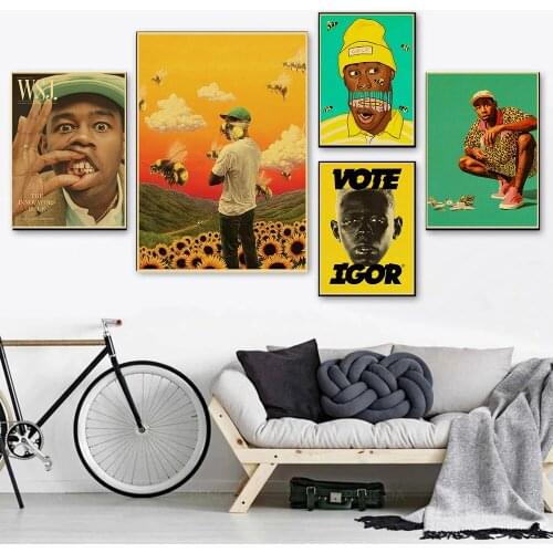 Tyler The Creator Flower Boy Band Music Cover Hip Hop Rapper Retro Poster Art Canvas Painting Wall Sticker Living Room Bar Decor