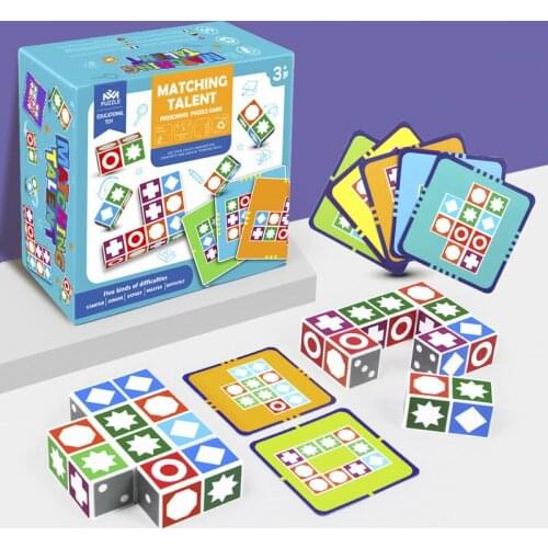 Children Cube Space Thinking Building Block Wood Intelligence Training Logical Reasoning Geometry Teaching Aids Preschool Toy