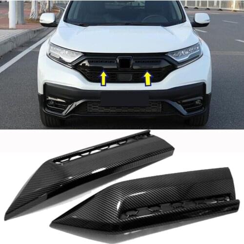 For Honda CRV CR-V 2020 2021 2022 2PCS carbon fiber Front Grill Trim Cover Decoration Sticker