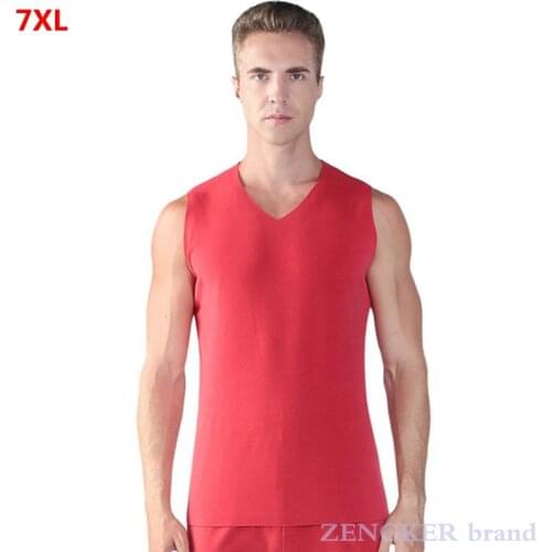 Extra-large size velvet seamless warm vest mens plus size loose underwear plus velvet bottoming shirt 7XL 6XL