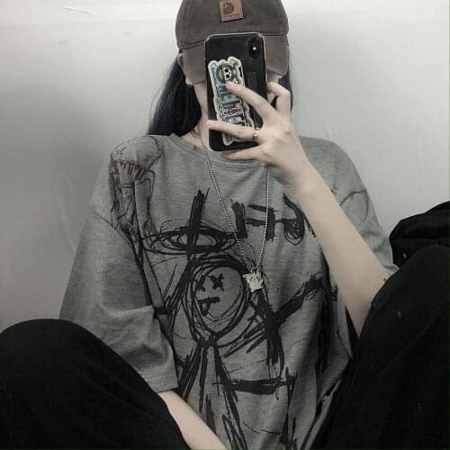 Gothic Vintage Preppy T Shirt Women Clothing T-shirt Clothes Streetwear Harajuku High Street Tops Summer New Haraajuku Tshirt