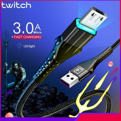 Twitch 3A Micro USB Cable 2m Quick Charge 3.0 Fast Charging Data Phone Cable For Samsung S6 S7 Huawei Xiaomi LG Tablet Microusb
