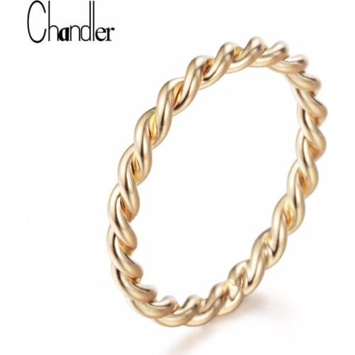 Chandler Lose Money Promotion Wholesale 1pcs Twist Ring Gold Color Anti-allergy Twist Rings Woman Man Fashion Jewelry Never Fade