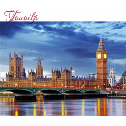 Kit de peinture 5D bricolage point de croix | Peinture diamant, broderie diamant, angleterre paysage urbain, motif mosaïque