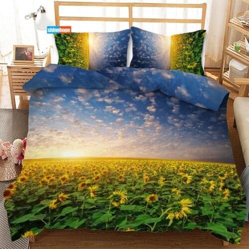 Sunflower 3PCS Duvet Cover Satin Bedding Set Twin Size 180X220CM Bedspread Nordic Bed Cover