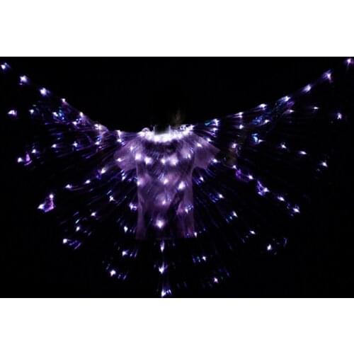 Girls Colored Belly Dance LED Wings White Purple Rainbow Children Kids Led Isis Wings Bellydance Performance Dancing Accessories