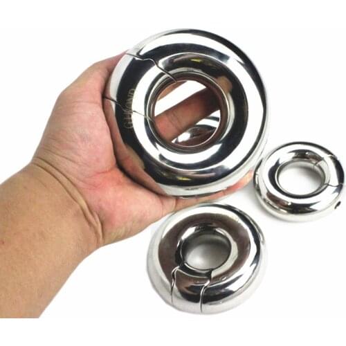 Male Testicle Pendant Penis Pendant Stainless Steel Scrotum Locking Ring Screw Fixed Cockrings Press Bondage Rings for Men BB403