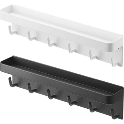 Wall-Mounted Magnetic Key Mail Holder Rack Organizer Shelf with 6 Hooks Tray for Engryway Hallway Kitchen Home Decor