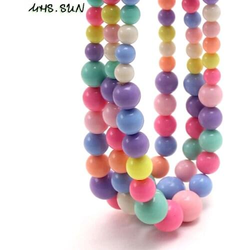 MHS.SUN Random Mixed Color Chunky Beads Necklace For Child Kids Elastic Bubblegum Beaded Necklace Baby Girls Party Gifts 1PC