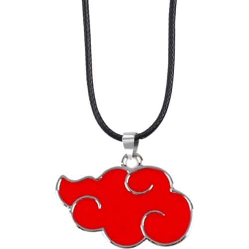 Japanese Anime Cosplay Naruto Akatsuki Organization Red Cloud Sign Metal Pendant Necklace Women Men Necklace Retail wholesale