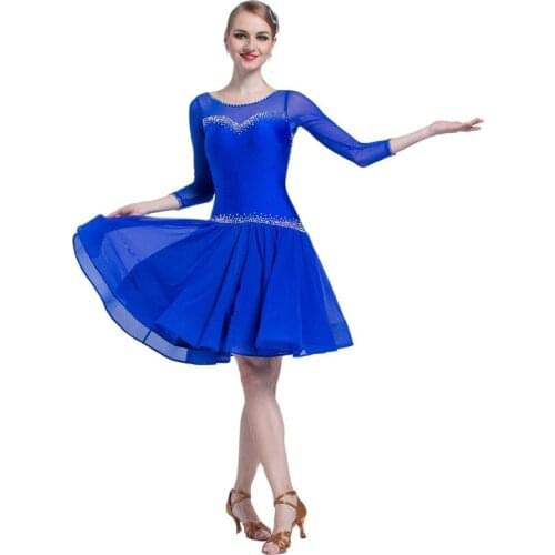 LP-1705 Latin dance performance practice dress new adult mesh sleeve national standard rumba chacha practice dress for girls