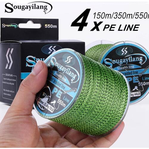 Sougayilang 150M 350 550M 4 Strands Speckled Braided Fish Line 20-78LB Smooth Durable Carp Fishing Ice Sea Cord 0.14-0.40mm