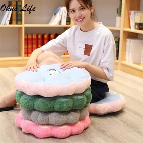 Plush Round Petal Shaped Cushion Cartoon Animals Seat Pillow Living Room Decor Soft Children Plush Toys Christmas Birthday Gift