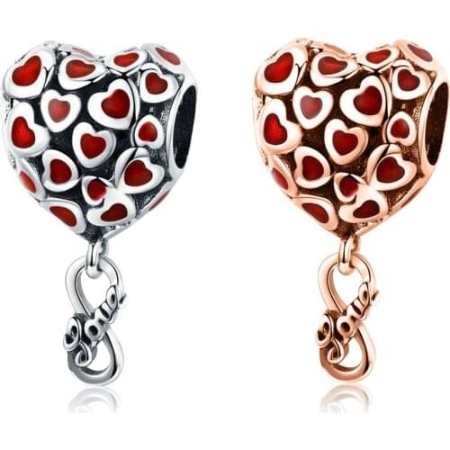 Red Hearts Hot Air Balloon Pendant Fit Original Pandora Charms Bracelet Love You Infinity Heart Beads DIY Jewelry for Women Gift