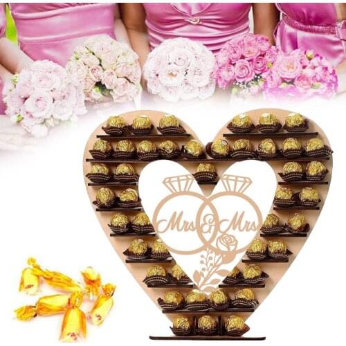 Romantic Wedding Wooden Ornaments Mr&Mrs Chocolate Stand Display Candy Cupcake Desserts Holder Home Decor Wedding Party Bars