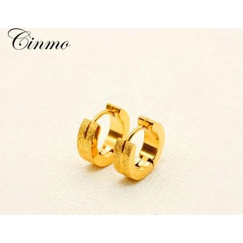 Cinmo Stainless Steel Piercing Earrings Korean Frosted Round Punk Stud Earrings For Men Women Wholesale Trendy Ear Jewelry