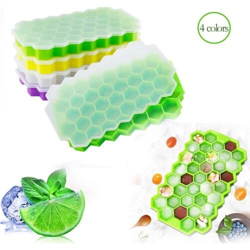 Honeycomb Ice Cube Trays with Removable Lids Silica Gel Ice Cube Mold BPA Free