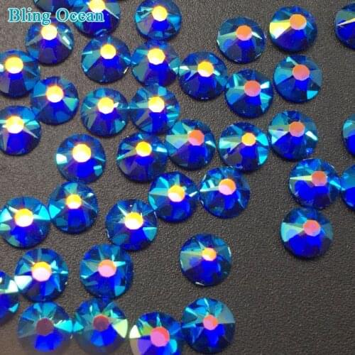 Iron on 16 Cuts Glass Colored AB Round Hotfix Crystal Ab Rhinestones For Custume Garment