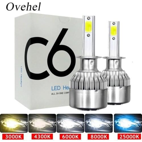 Ovehel C6 Led Lights for Car Led Headlight Bulbs H7 H4 LED 3000K 6000K 8000K H1 HB3 9005 9006 HB4 H3 LED Car Light H11 Led
