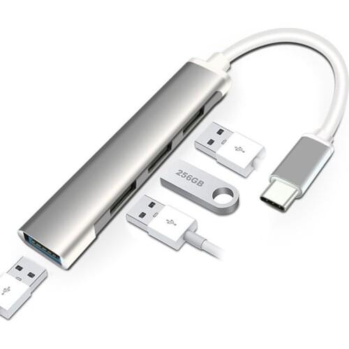 USB Hub 4-Port USB Hub, Portable 5Gbps Data HUB Splitter Aluminum 4 In 1 Docking Station Multiport Adapter Dongle