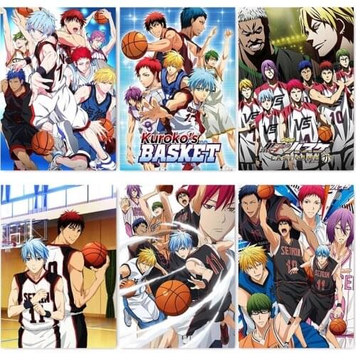 Japanese Anime Kurokos Basketball Posters Wall Art White Coated Prints and Paintings Modern Home Room Decor Wall Stickers