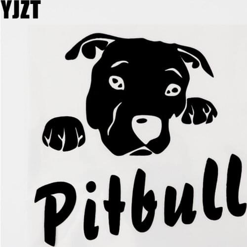 YJZT 14CM×14CM Funny Car-styling Animal Pitbull Vinyl Car Sticker Decal Black/Silver 8C-0409