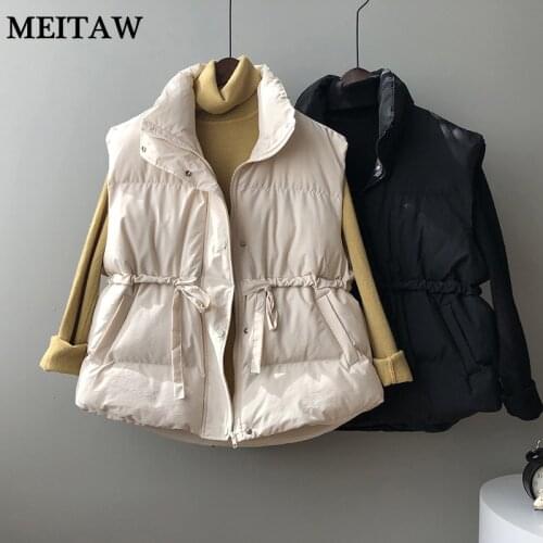 Women White Duck Down Coat Winter Thick Warm Down Vest 2020 Lady Korean Loose Sleeveless Solid Outwear Tops