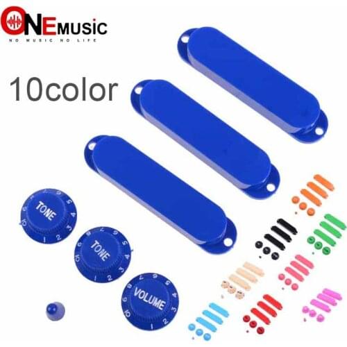 1 set Solid 3 Single Coil Pickup Cover 2 Tone 1 volume konbs and Switch tip Closed Plastics For FD Strat Guitar 11 color provide