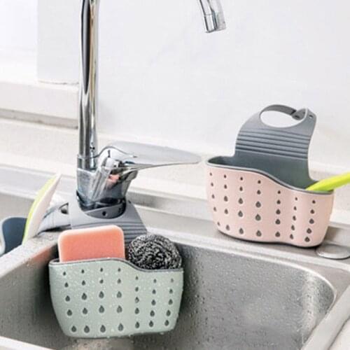 1Pcs Kitchen Organizer Adjustable Snap Sink Soap Sponge Holder Kitchen Hanging Drain Basket Kitchen Gadgets