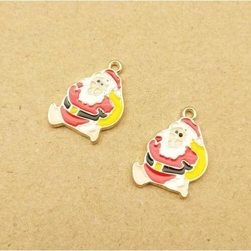 10pcs 16x23mm enamel christmas father charm for jewelry making earring pendant necklace and bracelet charms
