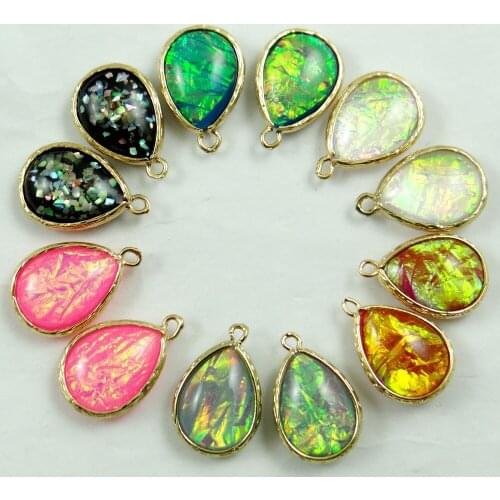 Natural stone Turquoises Quartz crystal Resin Water droplets Connector Pendant for diy Jewelry making necklace Accessories 10PCS