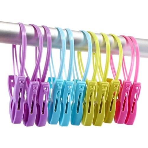 12Pcs/Lot New Multi-Purpose Clothespin Windbreaker Clip Ring Windproof Non-Slip Sunscreen Clip Clothes Socks Balcony Clothespin