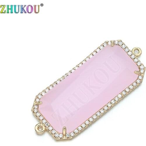 17*40mm Micro Paved Zircon Beads Connectors for Diy Jewelry Findings Making, Hole: 1mm, Model: VS286B