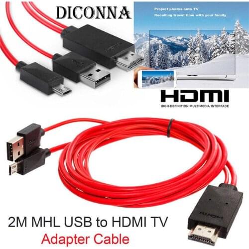2m Micro USB Wire Adapter Connector Android HDMI-compatible Hd Video Cable for Samsung S3 S4 S5 Note2 Note3 Note4 Charging Cord