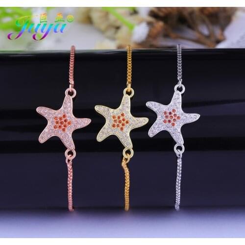 2020 New Fashion Bracelets Supplies High Quality Micro Pave Zircon Gold//Rose Gold Star Fish Connect Bracelets For Women