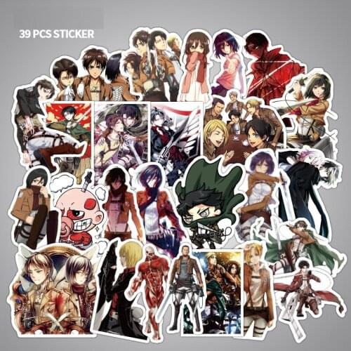 39 Pcs/Set Anime Attack On Titan Adhesive Stickers DIY PVC Diary Scrapbooking Sticker For Laptop Suitcase Bicycle Car
