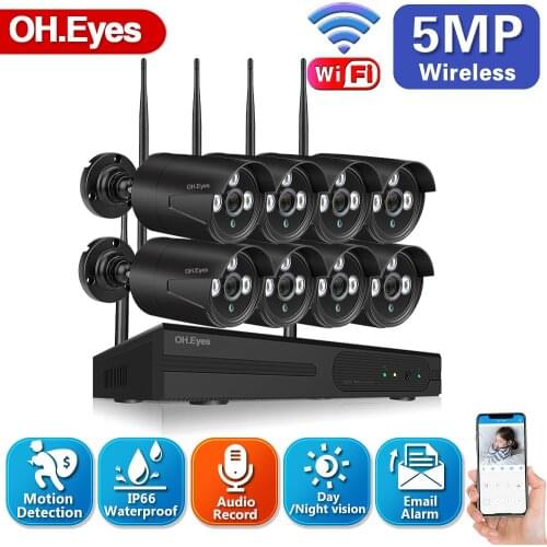 8CH 5MP WiFi NVR 4PCS 5.0MP IR Night Vison Outdoor Day&Night CCTV Wireless IP Camera Home Security Camera Surveillance Kit P2P