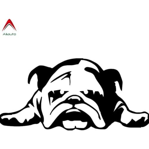 Aliauto Cartoon Car Sticker Lovely English Bulldog Tired Dog Automobiles Accessories PVC Decal for Hyundai Ford Focus,23cm*11cm