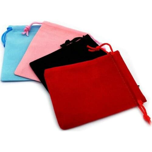 100pcs 7*9cm Velvet Drawstring Pouch Bags Jewelry Bag Christmas Wedding Gift Bags Black Blue Pink Red Wholesale
