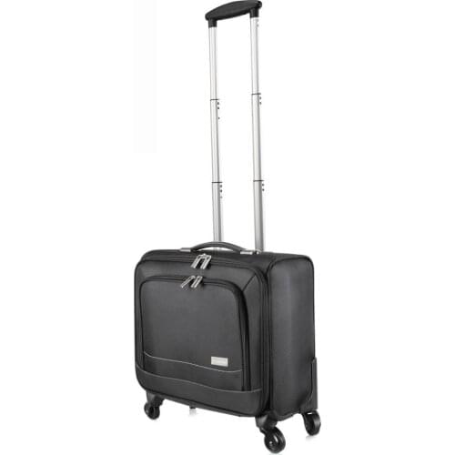16" Travel Rolling Luggage Bag On Wheel Rolling Suitcase Spinner Trolley Luggage Women & Men Travel Bags Suitcase Oxford Black